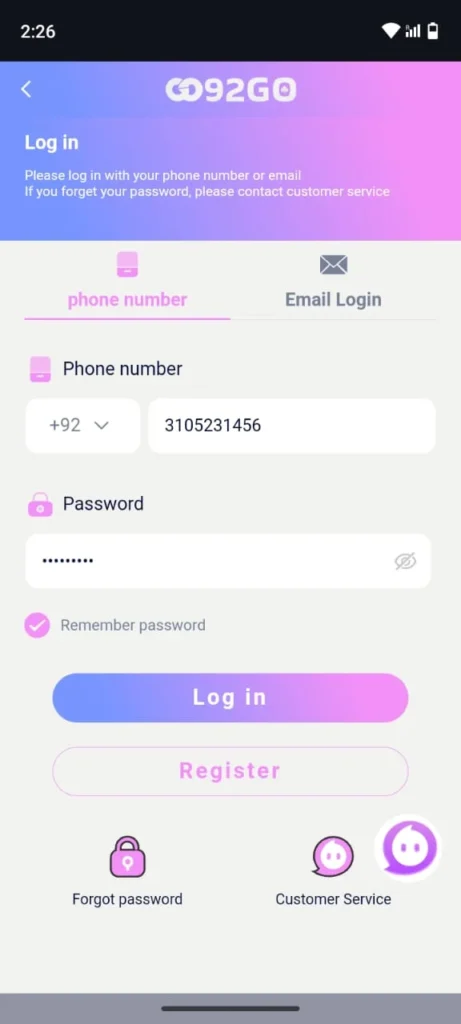 92 go login