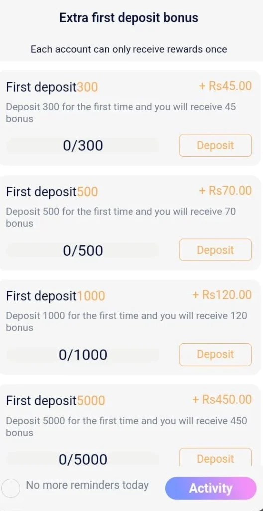 first deposit bonus